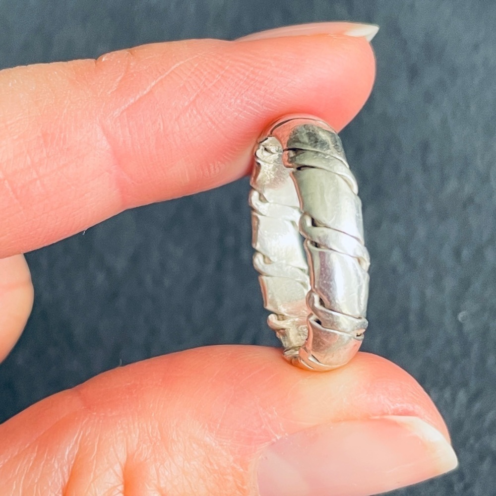 SOLID THICK TEXTURED STERLING SILVER STACKABLE BAND RING